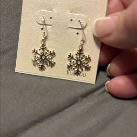 Sterling Silver Snowflake Earrings - Picture 7 of 7